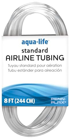 Penn Plax Airline Tubing for Aquariums –Clear and Flexible Resists Kinking, 8 Feet Standard