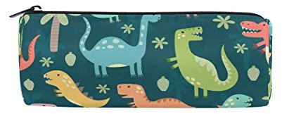ISAOA rundes Federmäppchen mit lustigen Dinosauriern, tragbarer Stifttasche, Geldbörse und Stifthalter, ideal für Kinder, Studenten oder Offiziere, Reise-Make-up-Tasche