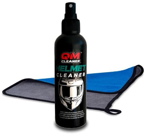 QM Cleaner HELMET INSECT REMOVER | Limpiador y eliminador de insectos para todo tipo de cascos, brillo y mate, sin dañar el material. Incluye paño de microfibra