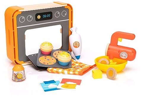 Fat Brain Toys Mon Four à Cuisiner des pâtisseries délicieuses Pretendables Ensemble de Jeu d’Imitation avec Four, mixeur, Cupcakes, Biscuits - Jouets d’Imitation pour Les Enfants de 3 Ans et Plus