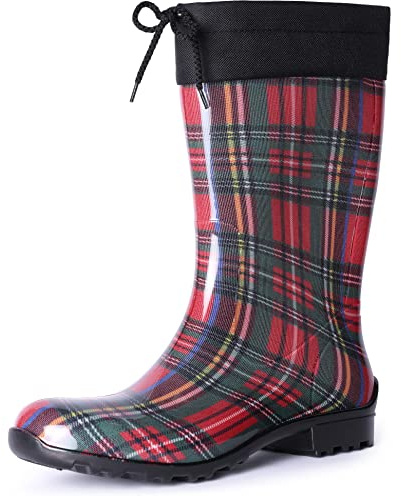 Ladeheid Botas de Agua Impermeables para Mujer Botas Antideslizantes Rubberboots Altas de Lluvia en PVC Zapatos de Mujeres LA-968 (Rojo/Red, 37 EU)