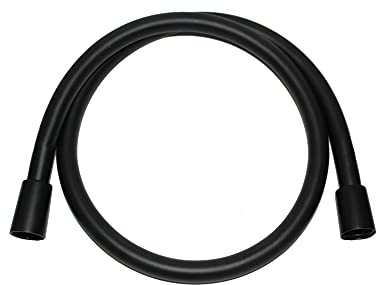 walexo Dusche Duscharmaturen Wandhalterung Deckenhalterung Eckig in Schwarz/Matt (Brauseschlauch (BS-100-S)