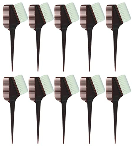 Pettine e Pennello per Tintura Chioma Set 10 Pezzi | Plastica Color Caffè, Punta Sezionatrice e Impugnatura Comoda, Uso Domestico Ciotola, Pettine e Accessori