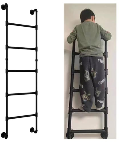 Leiter für Kellerfenster, 1,5 x 4,5 m, wandmontiert, Schmiedeeisen, Dachboden, Etagenbettleiter, Metall-Trittleiter für Dachboden, Kletterleitern für Hochbett, Außendeck, Wohnmobile, Wohnungen