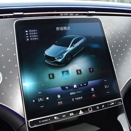 BASPHHH Interior del automóvil Compatible con Benz para EQE 2023 GPS para coche Pantalla de salpicadero película protectora de vidrio templado Protector de pantalla HD (Color : 1set)