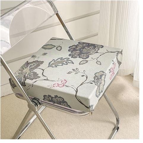 SPeesy Stuhlkissen 40x40/45x45 Mit Bändern for Esszimmerstühle, Sitzpolster for Wohnzimmer, Auto, Büro, Dickes Sessel Sofakissen Abnehmbarem Bezug, Rutschfestes Sitzkissen(Flower 6,40x40x8cm)