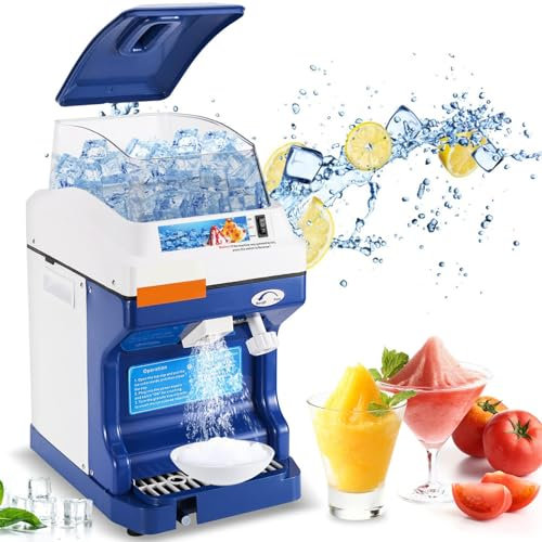 Electric Ice Crusher Commercial Machine 1400Rpm Adjustable Thickness Automatic Snow Cone Maker 44 Lbs/Hr Ice Crusher