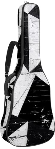 Gitarrentasche für Akustikgitarre mit zwei Taschen, Schwarz und Weiß, Graffiti, wasserabweisend, doppelt verstellbarer Schultergurt, Gitarrentasche, Schwarz-Weiß-Graffiti, 42.9x16.9x4.7 in, Stilvoll