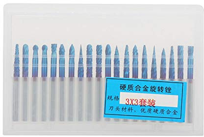 Oumefar Testa di Macinazione in Acciaio Al Tungsteno, 20 Pezzi con Scanalatura Singola Doppia, Set di Frese 3 Mm di Diametro con Rimozione Liscia del Truciolo per la