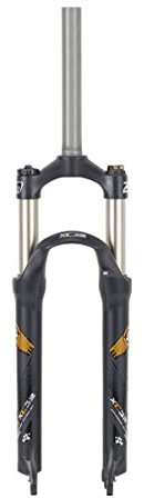 LYDBMYT 24 Inch Bike Suspension Fork Straight Tube 1-1/8 Aluminum Alloy Mechanical Fork Shoulder Control 100mm Disc Brake Bicycle Accessories