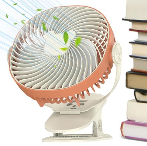 Clip en el ventilador, Ventilador de clips pequeños - Escritorio pequeño ventilador con clip | USB recargable, 5 velocidades ajustables, iluminación ambiental, flujo de aire fuerte para dormitorio, do