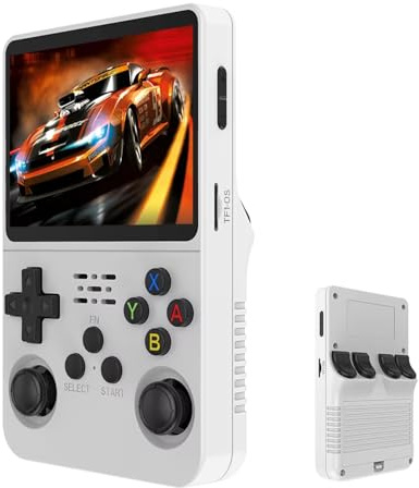Consola Retro Portatil con 15000/21000 Juegos Preinstalados-Videoconsola R36 con Tarjeta SD 64GB/128GB - Mini Consola Retro con Funda Protectora y Cargador-Maquinita de Videojuegos(White,64G)