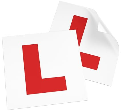 Tek Automotive Self Cling L Plates for Inside Car Window 2 Pack | Learner Driver Plates, For Car Glass, Reusable, Official UK Legal Size