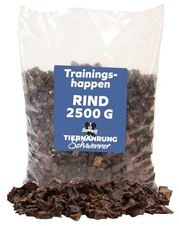 Tiernahrung Schwenner - Getrocknete Trainingshappen für Hunde I 2500g Rinderlunge I Leckerlibeutel für das Training von Hunden