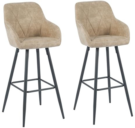 Cooleben Drehbare Barhocker 2er Set, Barhocker mit Verschmutzungsfestem & Leicht Reinigbarem Stoff, Komfortable Barküchen Stühle für Familien mit Kindern & Haustieren (beige)