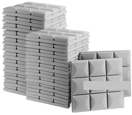 Soundproof Wall Panels 24 Pcs Sound Absorbing Panel Acoustic Soundproofing Foam KTV Wall Panels Absorcion for Door(MGT-Grey,High Density)