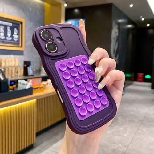 GHVWYX Custodia per telefono con supporto a ventosa multicolore 3D per iPhone 11 Pro 12 13 Mini 14Pro 15 Plus 16 17 Pro Max, cover posteriore in silicone morbido, viola, per iPhone 11 Pro Max