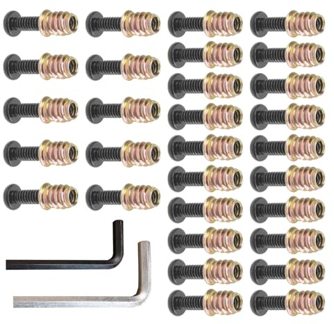 Insertos roscados de acero multiusos, pernos de inserción de madera, 32 piezas de refuerzo estructural resistentes a la intemperie, pernos de inserción de madera