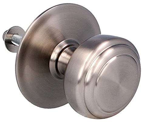 Amig - Pomo Mod 12 Plateado Redondo de Latón Macizo con Acabado Cromado Mate para Puertas Exteriores de Entrada - Diámetro Tirador Ø70 mm · Altura 68,5 mm - Incluye Tuerca de Fijación