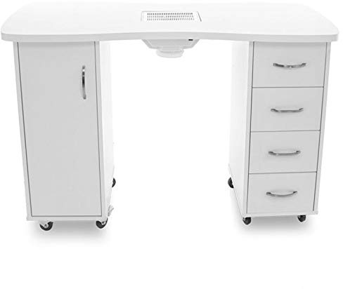 Manikürtisch 2027 - Mesa de manicura (con cajón y puerta y aspiración), color blanco