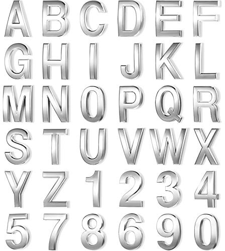 Outus 36 Pcs 3D Mailbox Number 0-9 Stickers and Letters Symbols Alphabet Adhesive Mailbox House Metal Address Street Stickers for Apartment Residence and Signs (2 x 1.2 Inches)