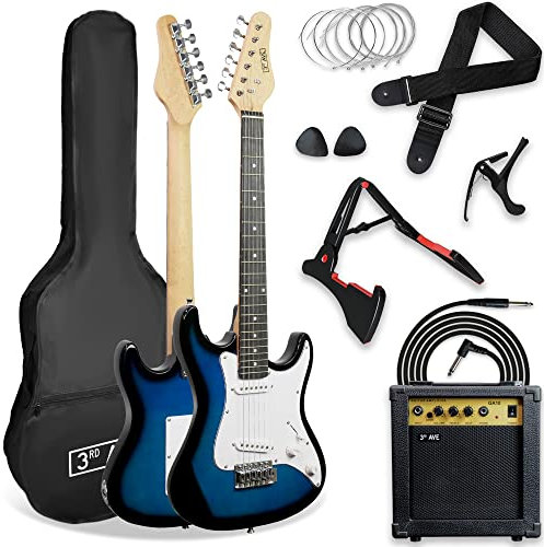 3rd Avenue XF 3/4 Kit Definitivo Per Chitarra Elettrica Con Amplificatore Da 10 W, Sintonizzatore Digitale, Cavo, Supporto, Custodia Protettiva, Tracolla, Corde Di Ricambio, Plettri, Capotasto – Blu