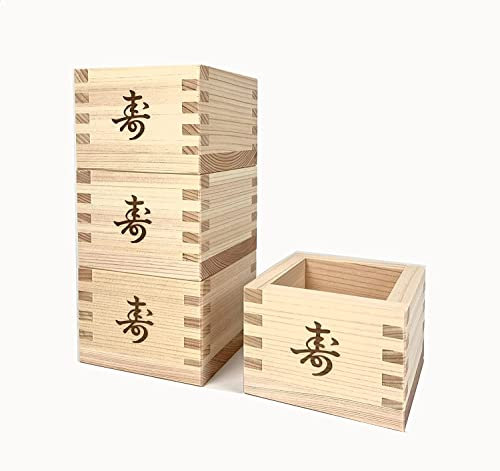 Sake-Becher aus Holz, japanisches Hinoki-Holz, Saki-Box, hergestellt in Japan, Hinoki-Holz, Zypresse, Sake-Box, Aufbewahrungsbox, unlackiert, 10 Stück (Life)