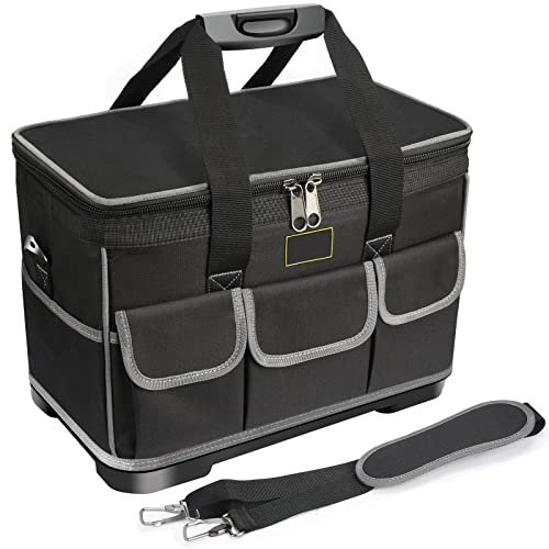 Multi-Pocket-Werkzeugtasche-Organizer, Groß Faltbare Werkzeugtasche mit Wasserdichtem, Geformtem Boden, Aufbewahrungstasche für Schwere Werkzeuge, Schwarz (40 x 23 x 28 cm)