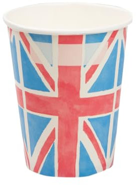 Talking Tables Royal Union Jack Flag Disposable Paper Cups-Recyclable Tableware for The Coronation, King Charles, Street Parties, Eurovision British Occasions-8 Pack, BRITCUPS