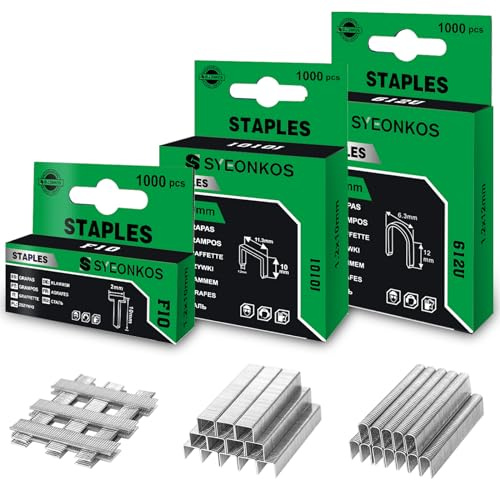 SYEONKOS Staples, 3,000 PCS for Staple Gun, Contains U-Type & Door-Type, Staples for Carpentry, Decoration, School Display Boards, Furniture Making, DIY