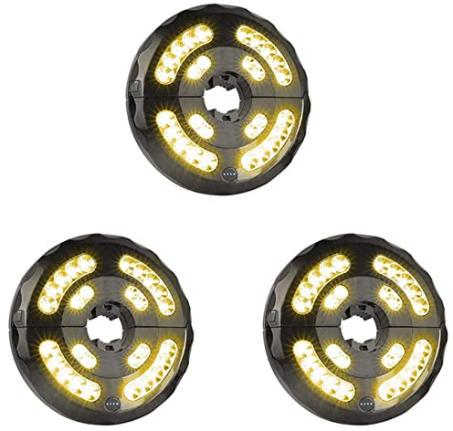 Casstad 3 luci per ombrello, luce per ombrellone da giardino, ricaricabile tramite USB, a batteria, fili