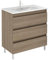 EstiloBaño - Boreal | Conjunto Mueble de Baño con 3 Cajones + Lavabo | Disponible 60-80 + Blanco - Nogal【Ancho 60 】 【Nogal】