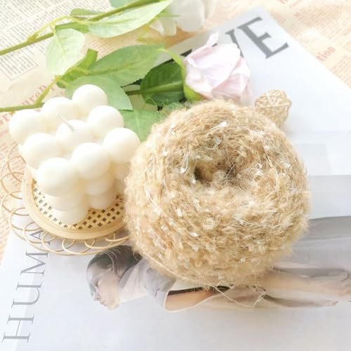 Namzi Soft Plush Wool Acrylic Fancy Loop Yarn for Doll Hair Making,Crochet Knitting,Needle Felting Doll Hair | Curly Hair Coils of Wool Felt Carded Sheep Wool,Roving,Fiber(50g，A195)