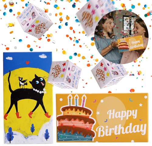 Verazquy 2 Pcs Surprise Gift Box, Happy Birthday Explosion Surprise Card Confetti Gift DIY Pop up Box, for Men Women Anniversary Wedding Valentine's Day Party Favor Personalized Gift Memory Box
