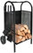TRUTZHOLM Kaminholzwagen mit Kaminbesteck 3 tlg. Schaufel, Besen, Schürhaken 83x42x36 cm, schwarz Kaminwagen Kaminholzständer