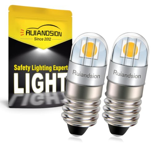 Ruiandsion E10 LED Bulb 3030 2SMD Chip 4.5V Non Polarity 200LM Warm White LED Bulb Replacement for Flashlights Torch Work Lights Pack of 2