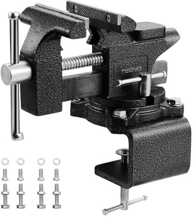 TEENO Morsa da Banco 4.5 inch 113mm 6kg，con larghezza della mascella 113 mm，Heavy Duty 270 ° Base Girevole,materiale in acciaio fuso, potenza di serraggio 2000 kg, è rimovibile e a doppio uso