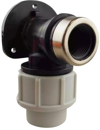 MDPE Wall Plate Elbow Bend Female Threaded Garden Tap Wall Flange 20 25mm (25mm MDPE to 3/4 BSPF)