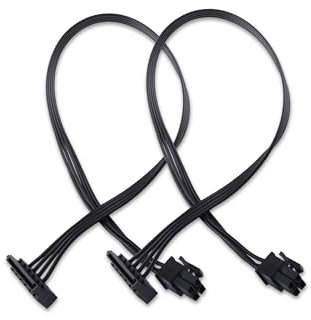 ELFJMZP Confezione da 2 cavi di alimentazione piccoli da 40 cm a 6 pin a SATA, rame stagnato 18 AWG per PC Dell, adattatore doppio SATA 15 pin per unità HDD SSD DVD, cavo di alimentazione interno