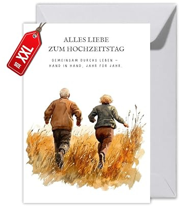 WBdesignz Jahrestag Hochzeit karte mit Umschlag - Geschenkkarte für Ehepaar Alles Liebe zum Hochzeitstag Ehe Hand in Hand Glückwunschkarte Liebe Jubiläum (XXL DIN A4, Hand in Hand)