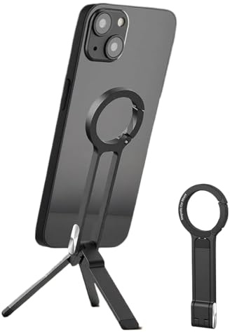 Soporte de Bolsillo para teléfono Inteligente – Cuerpo Plegable, de sujeción magnético para teléfono, Forma de trípode de Escritorio Ligero, Herramienta de Soporte de ángulo Ajustable | para