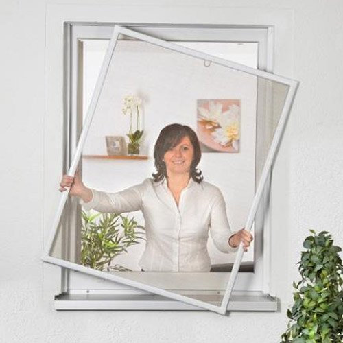 Insektenschutz Fliegengitter mit Alurahmen für Fenster 130x150cm kürzbar weiss