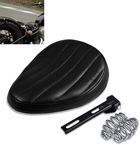 KaTur Universal smal solo motorcykelsadel i läder med låg profil för cruiser, bobber, chopper, Harley, Honda, Yamaha, Suzuki, Kawasaki