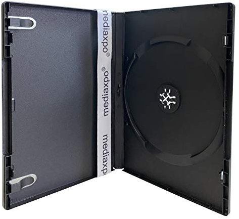 Mediaxpo Standard Black Single Movie DVD Cases 14MM - Clear Wrap Around Sleeve Cover - Convenient Clips - Exceptional Value (Pack of 10)