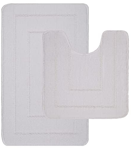 Lifestyle comfort ltd LSC Ichra Lot de 2 tapis de bain antidérapants extra doux et absorbants l'eau, 100 % polypropylène (blanc)