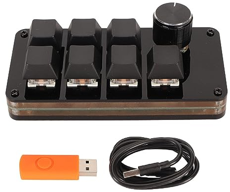 Beufee 7 Key Programmable Keys, Mini Macro Multifunctional Keypad with Knob Hotswap One Handed Mechanical Keyboard for Gaming Work