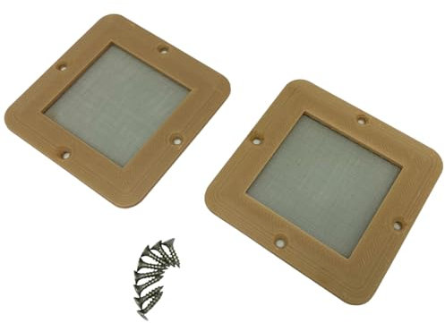 Printin3D Lüftungsgitter 80×80 mm – für Hummelkasten, Igelhaus, Terrarium & Gartenbox – mit feinmaschigem Insektenschutzgitter, inkl. Schrauben – nur 5 mm flach