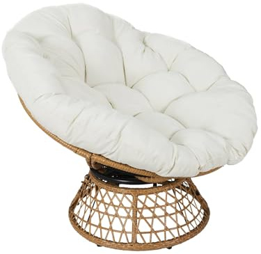 sweeek Poltrona papasan in polirotilene, 96cm, Tahiti, Ecrù, 96x77x86 cm