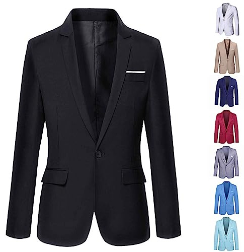 Boys Slim Fit Suit Blazer - Long Sleeve One Button Formal Dress Jacket for Wedding, Business Party - Solid Color Outerwear