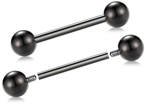 AROWRO G23 Barres en Titane Mamelon pour Piercing de Langue, Barres de Langue Filetage Intérieur, Piercing de Langue, Piercing de Langue Pont, Bijoux de Piercing